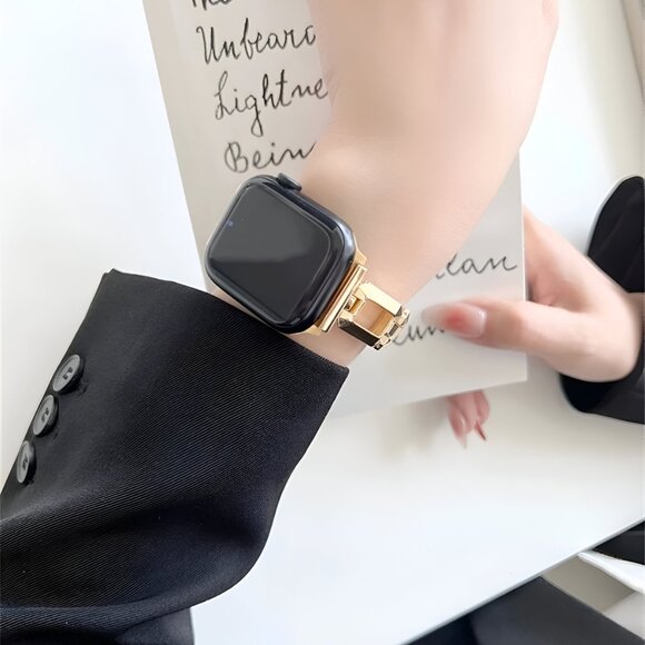 NEW Adjustable Square Stylish Strap Stainless Chain For Apple Watch - Gold - Picture 5 of 6